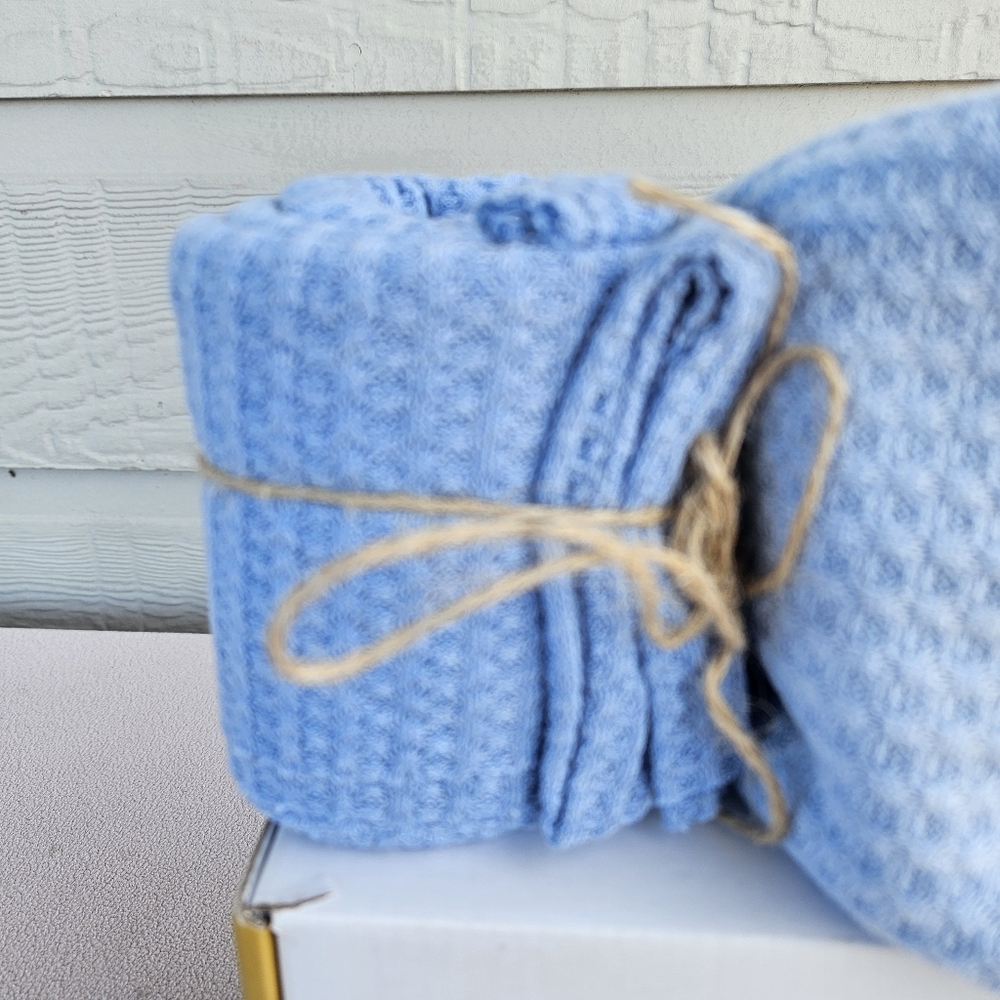 First Landings Newborn Photography Wraps Swaddle Receiving Soft Knit Blue 3 Pack - Picture 2 of 6